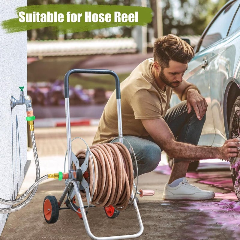 Beeplove Short Garden Hose with Female to Female Connector, 5ft Metal Leakproof Leader Hose for Hose Reel, Heavy Duty 304 Stainless Steel Flexible Hose for Outdoor Garden Watering Car Pet Cleaning - Image 4